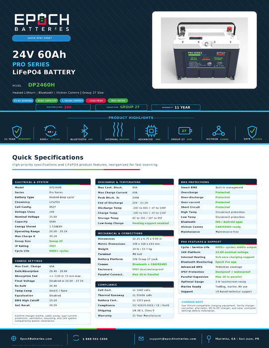 Epoch Batteries 24V 60Ah Pro Series Image 3