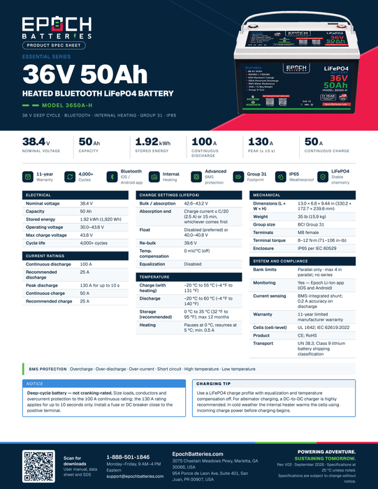 Epoch Batteries 36V 50Ah Essential Series Image 5