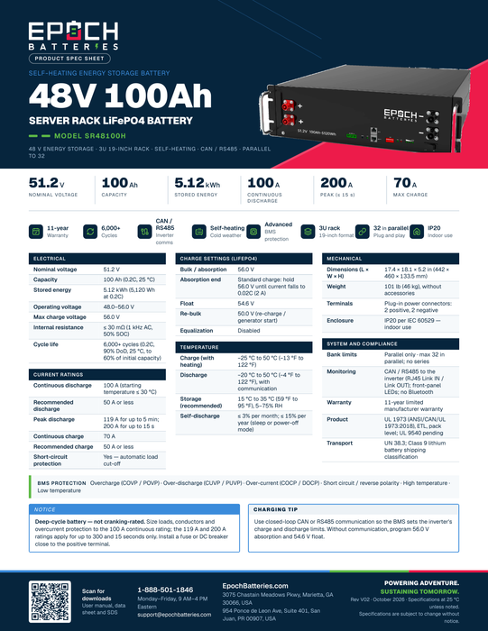 Epoch Batteries 48V 100Ah Self-Heating Server Rack Battery Image 5
