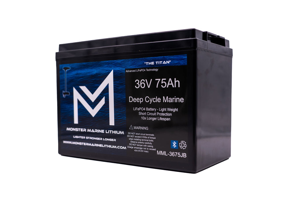 Monster Marine Lithium 36V 75Ah Titan MML-CW3675JB Side View