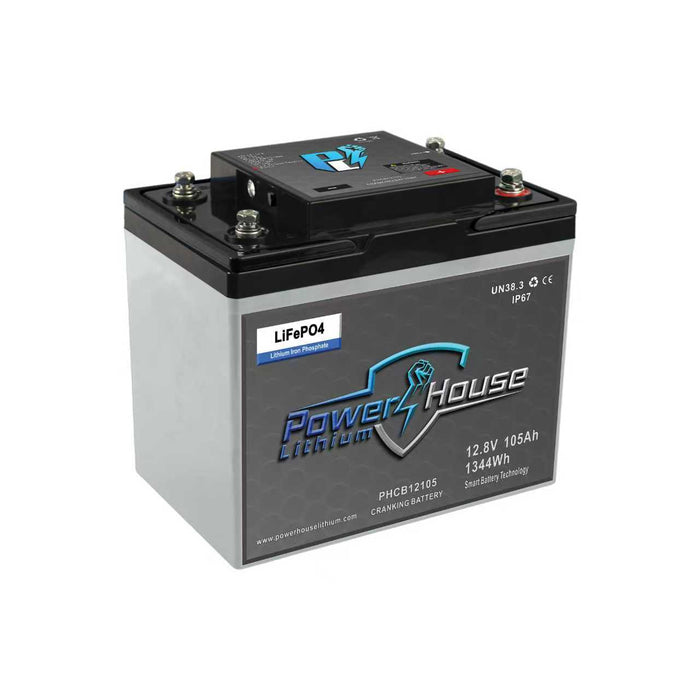PowerHouse Lithium 12V 105Ah Dual-Purpose Cranking Battery with Emergency Start