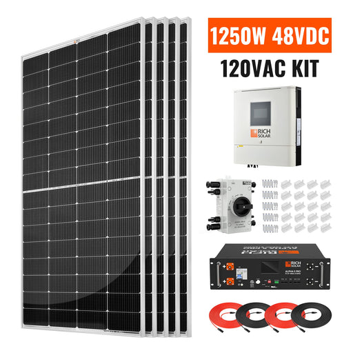 Rich Solar 1250W 48VDC-120VAC Solar Kit Image 2