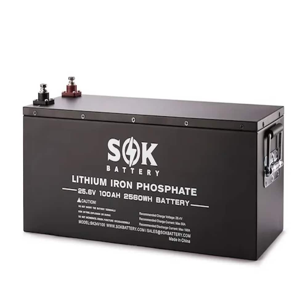 Sok Battery 24V 100Ah LiFePO4 Battery  2,560wH / 2.56kWh Lithium Sola —  Eco Emperor